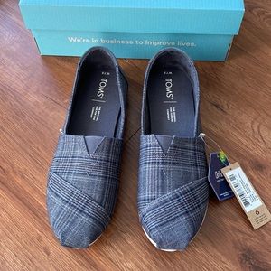 Toms Charcoal Plaid Alpargata (runs small)